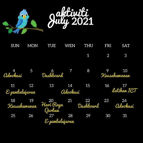 JADUAL AKTIVITI JUL 2021