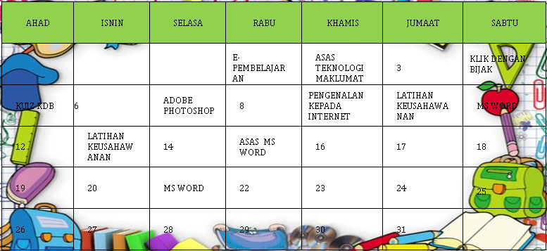 JADUAL AKTIVITI MAC