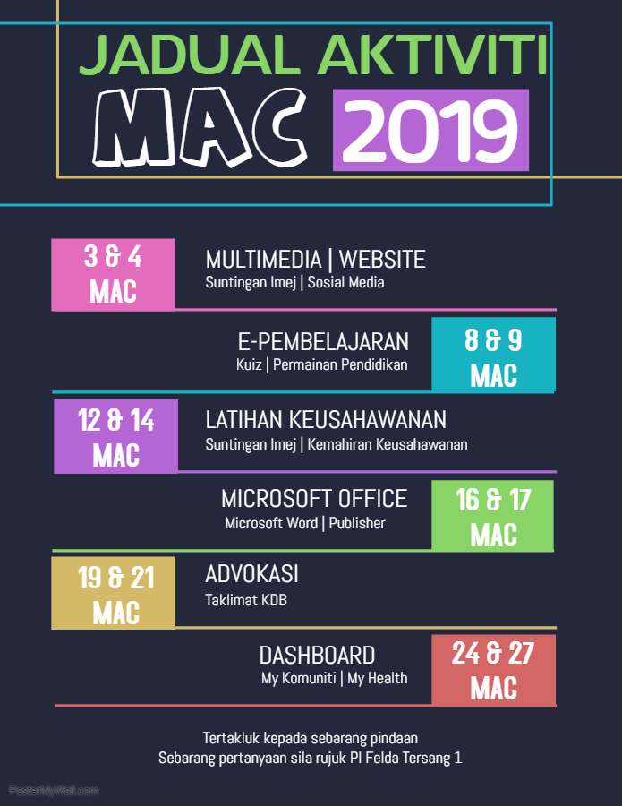 JADUAL AKTIVITI MAC 2019