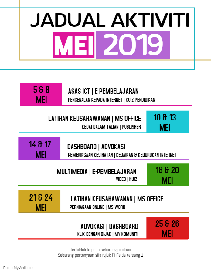 JADUAL AKTIVITI MEI 2019