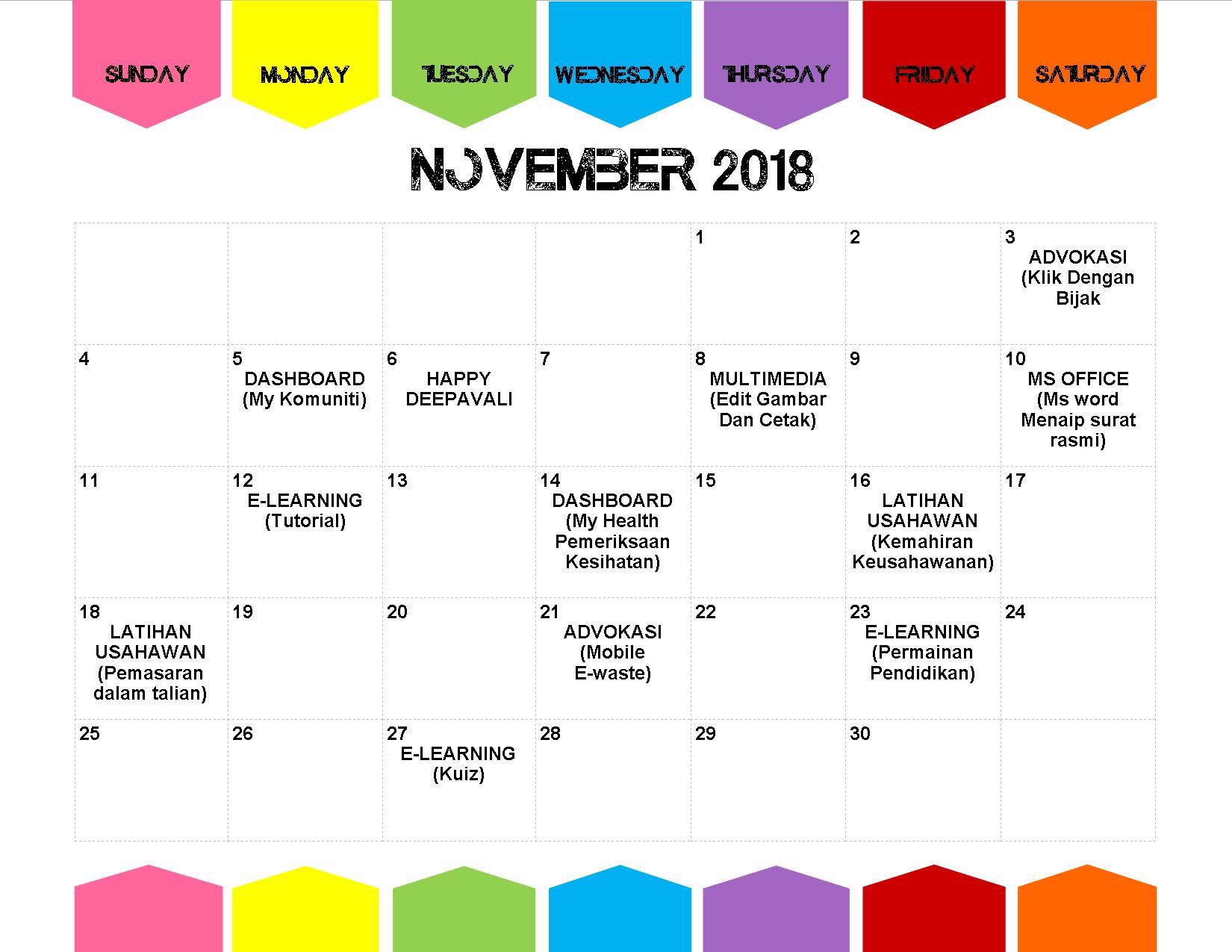 JADUAL AKTIVITI NOVEMBER 2018