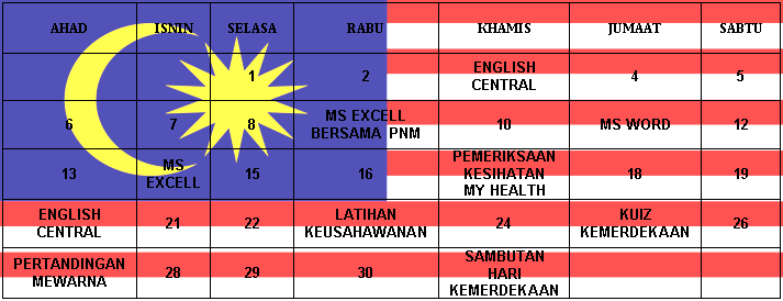 JADUAL AKTIVITI OGOS