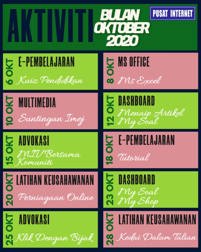 JADUAL AKTIVITI OKT 2020