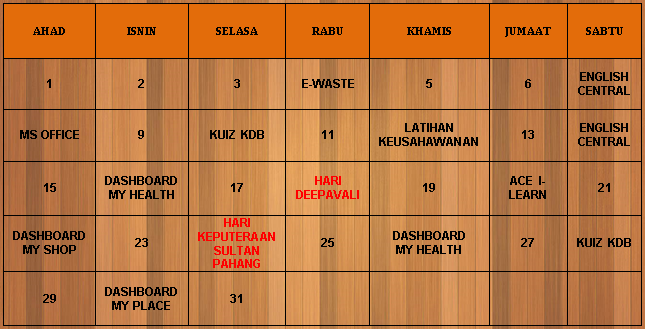 JADUAL AKTIVITI PORTAL OKT 2017