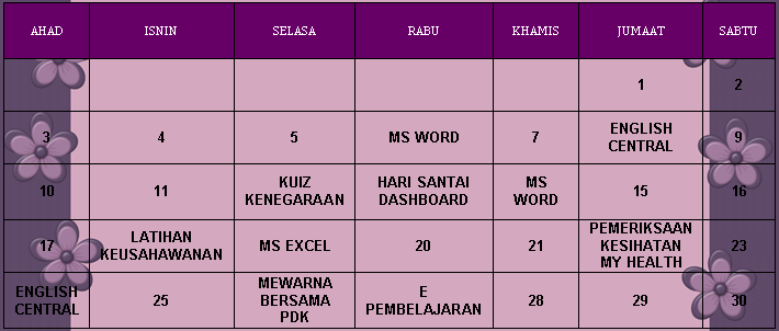 JADUAL AKTIVITI SEPT